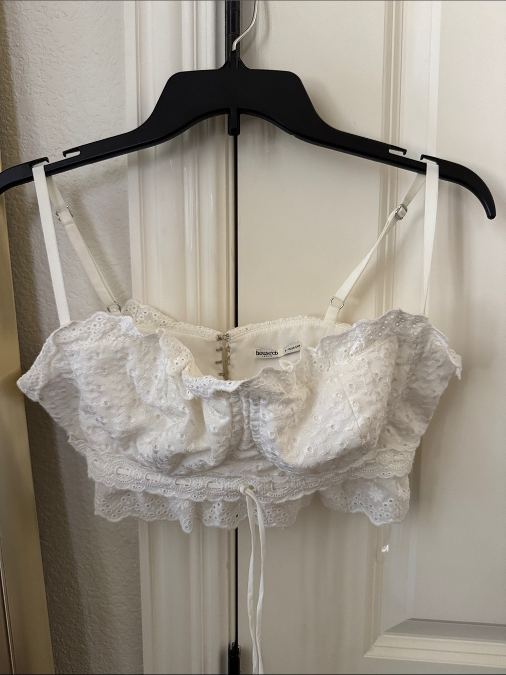 House of CB White Eyelet Lace Bustier Bra Top with Scalloped Trim